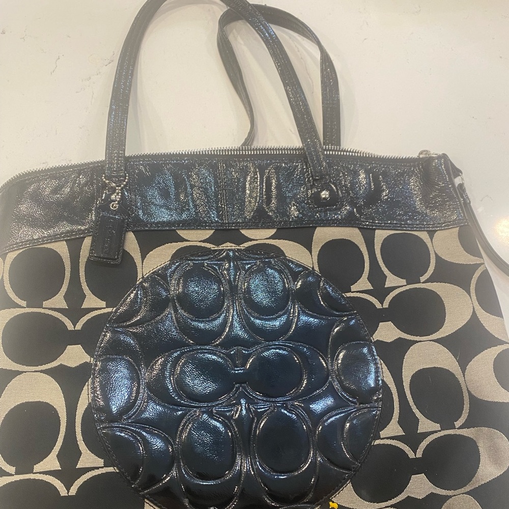 Authentic black and white Coach bag